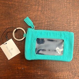 Vera Bradley solid teal zip ID wallet. Never used.